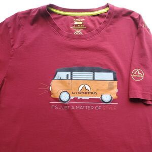La Sportiva Van T Shirt Mens L Red Organic Cotton Camper Bus Outdoor Life
